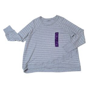 Active Life Women's Heather Grey Striped Pullover Top Long Sleeve Plus Sz XXL